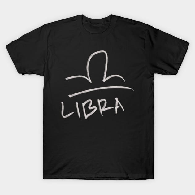 Hand Drawn Libra Zodiac Signs T-Shirt by Saestu Mbathi